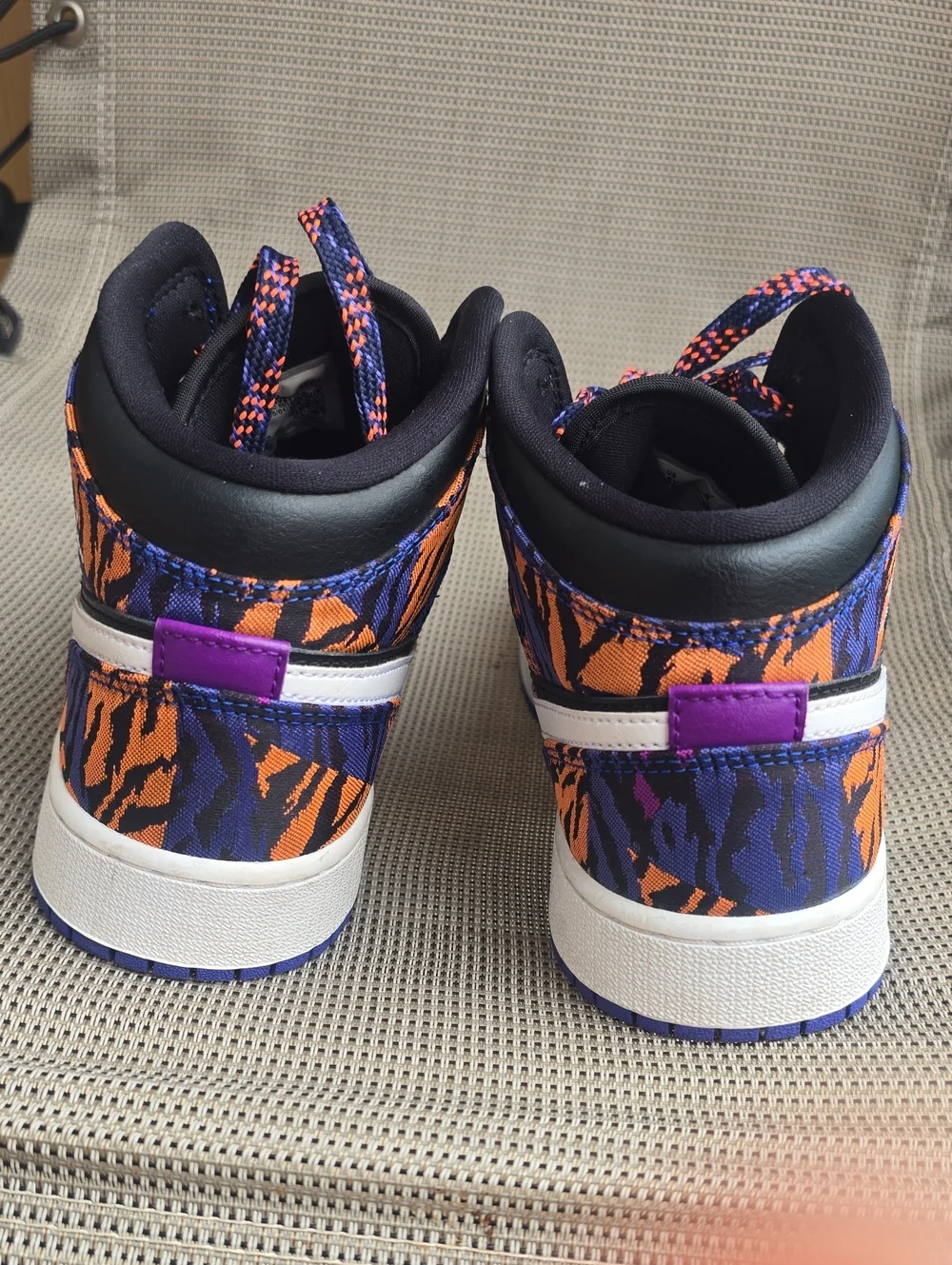 Nike Air Jordan High-Top Sneakers in Black with Purple & Blue Pattern